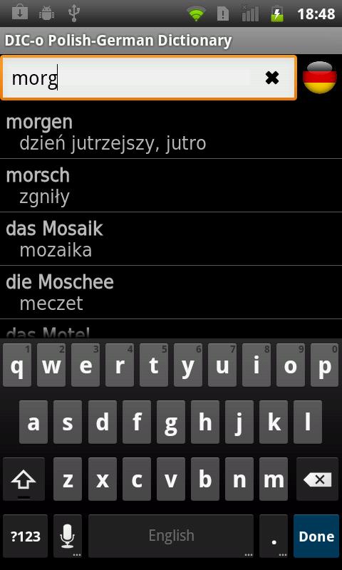 Android application Polish - German offline dict. screenshort