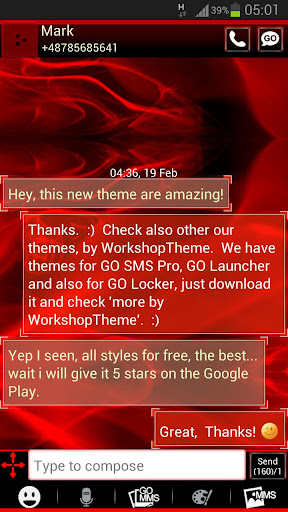 GO SMS Pro Theme Firのテーマ火災炎をGO