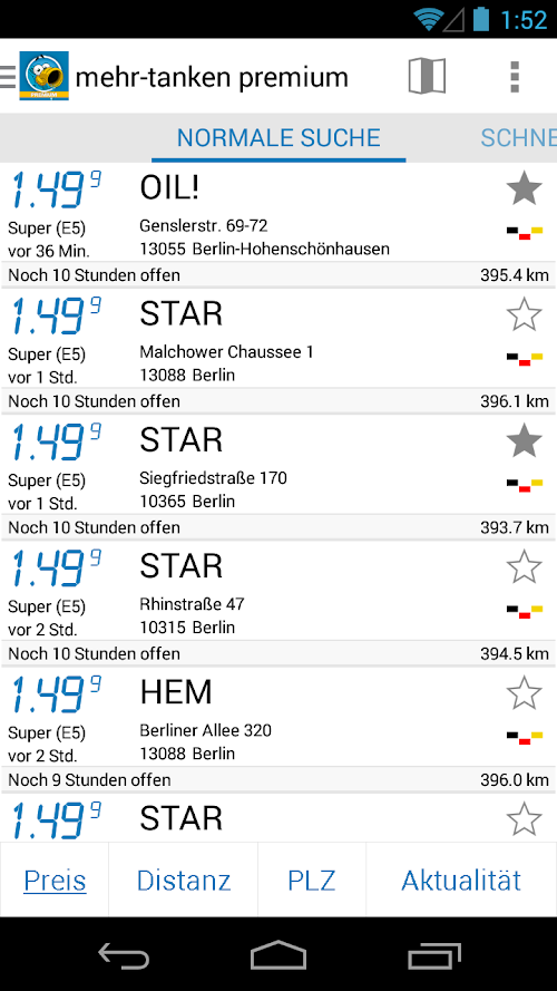 Android application mehr-tanken premium screenshort