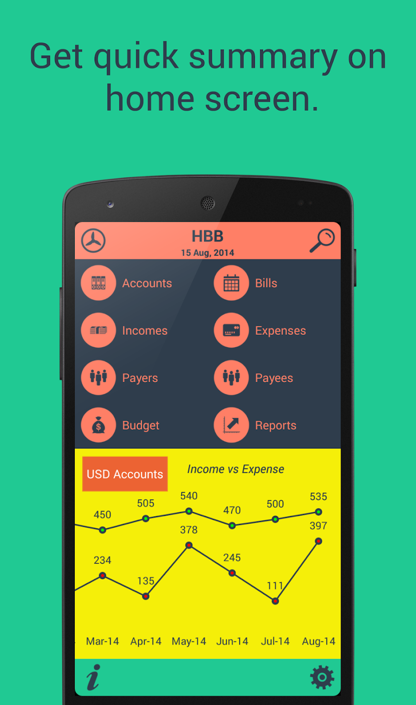 Home budget with sync Screen 1