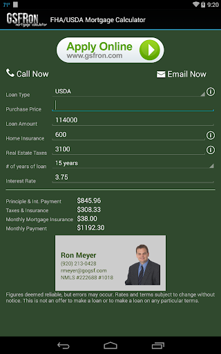 FHA USDA Mortgage Calculator