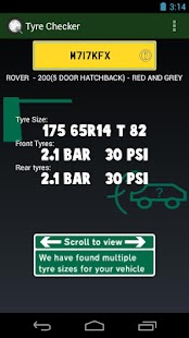 Android application Tyre Pressure Checker screenshot