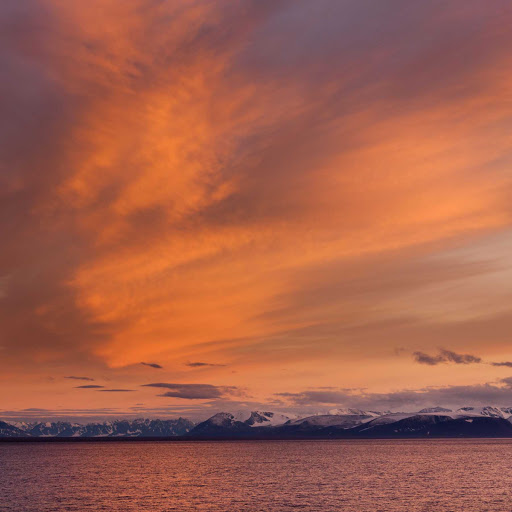 Svalbard-Fram-sunset - You'll catch some spectacular sunsets from the deck of the Hurtigruten cruise ship Fram during your sailing to Norway's Svalbard. 