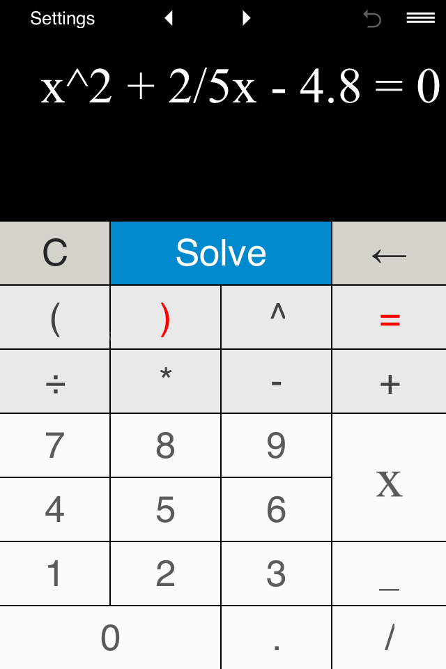 Android application Quadratic Equation Solver screenshort