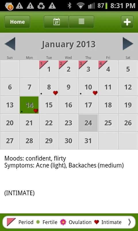 Calendário Menstrual Delux - screenshot