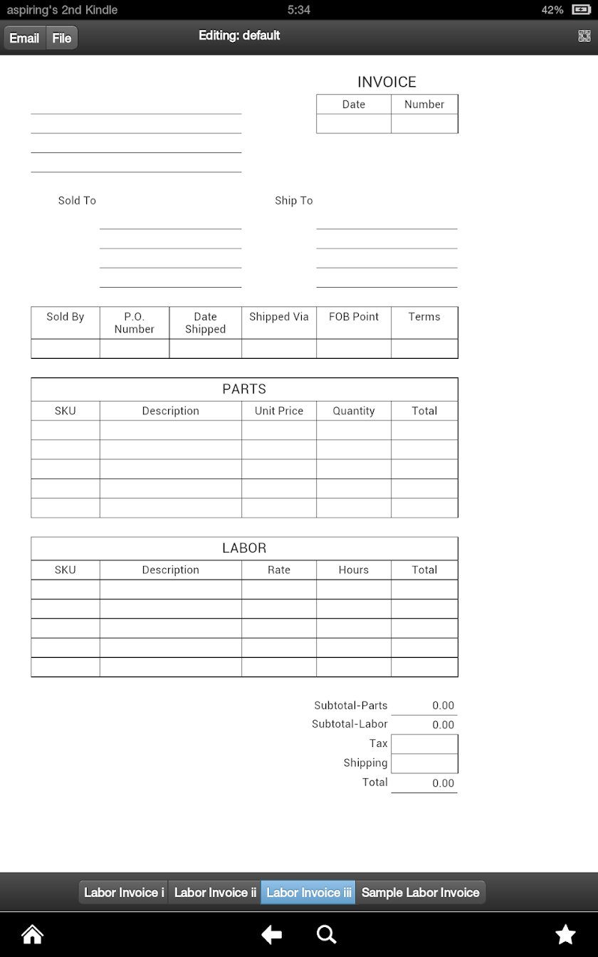 Labor Invoices Screen 3