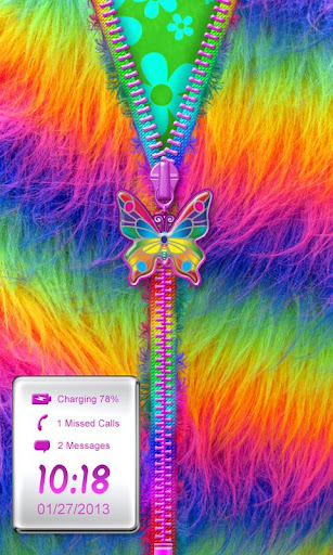 Rainbow Fur Zipper Lock Screen