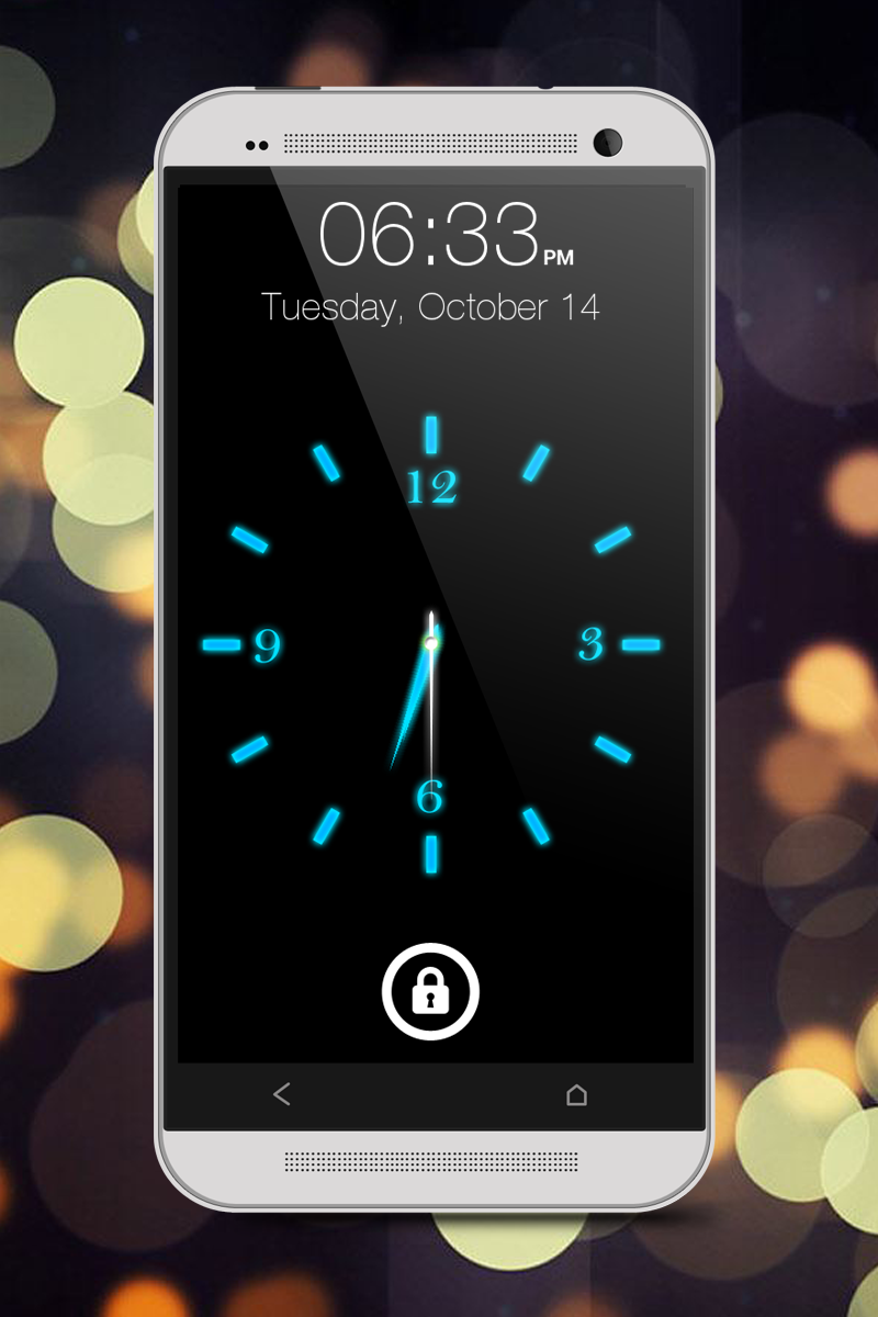 Android application Glowing Clock Locker - Blue screenshort