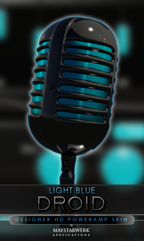 Android application Poweramp skin light blue droid screenshort