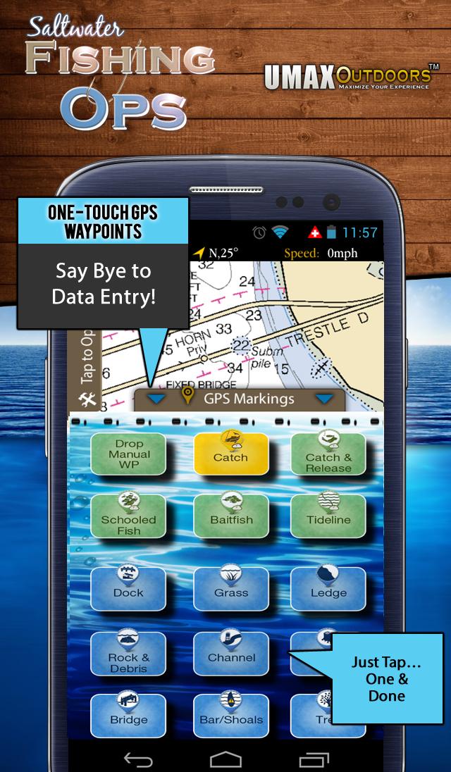 Saltwater Fishing Ops Pro GPS Screen 1