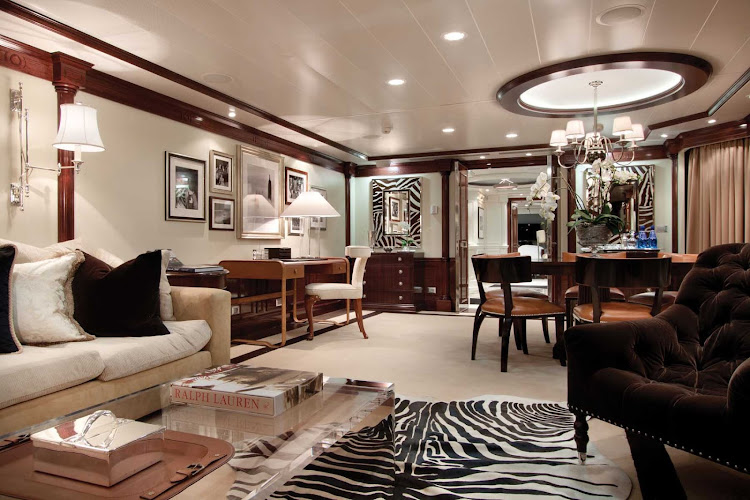 Enjoy the wide open spaces of the classy Owners Suite aboard Oceania Riviera.