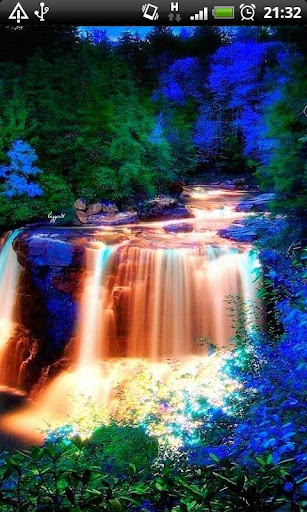 Blue Sparkle Waterfalls LWP