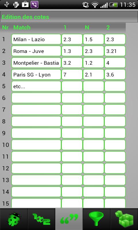 Football pools optimiser Screen 2