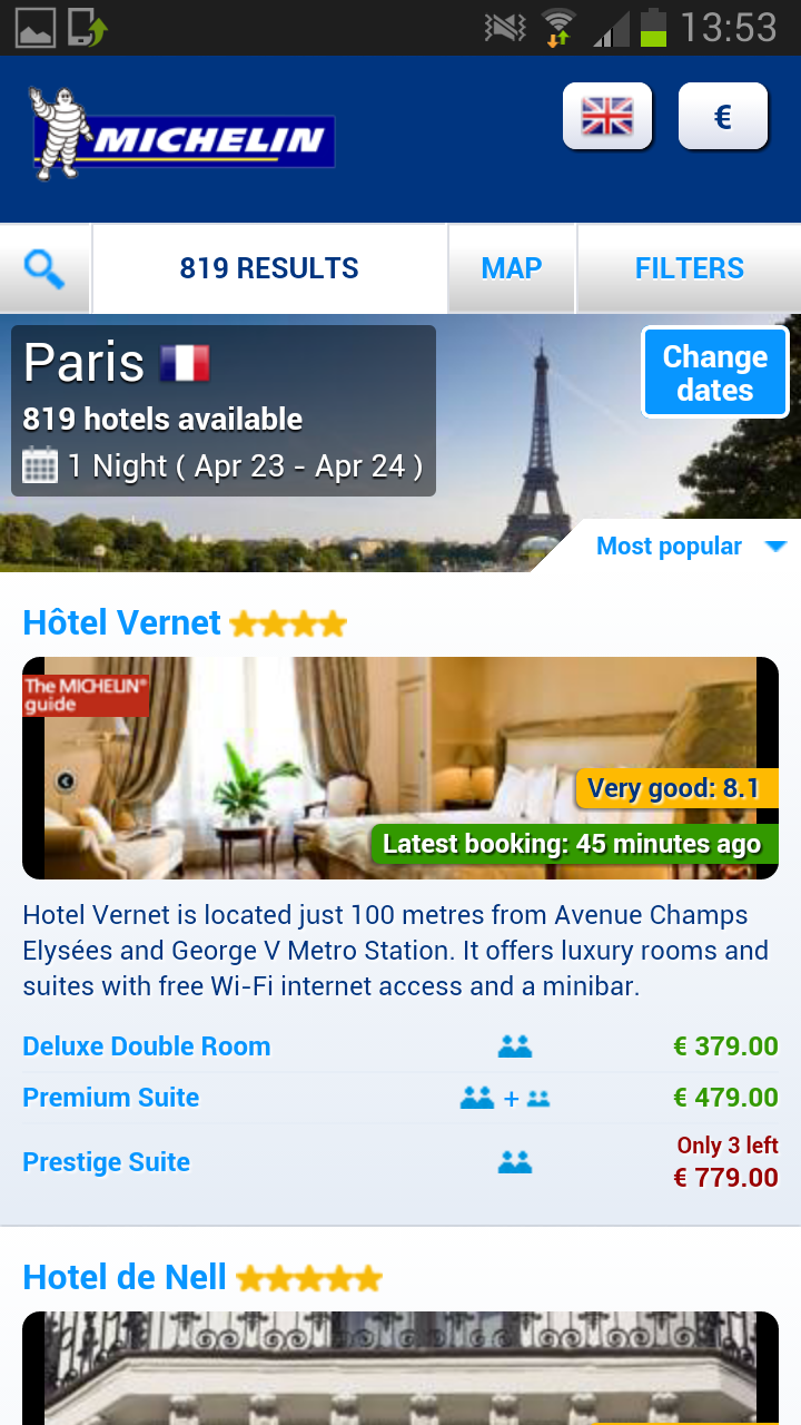 MICHELIN Hotels- Booking Screen 2
