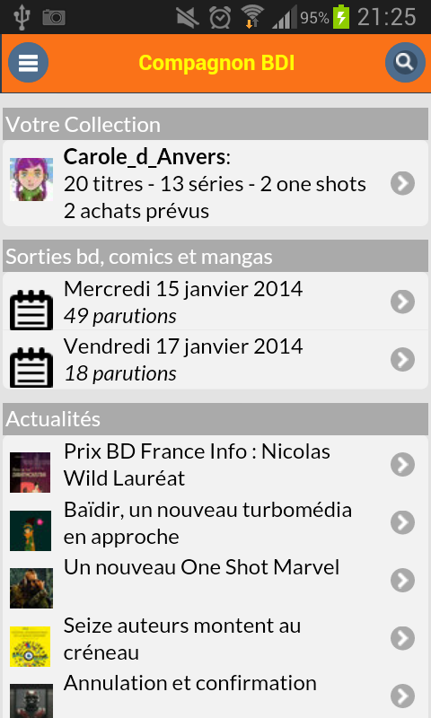 Android application Bande Dessinée Info screenshort