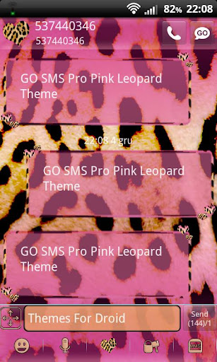 GO SMS Pro Pink Leopard Theme