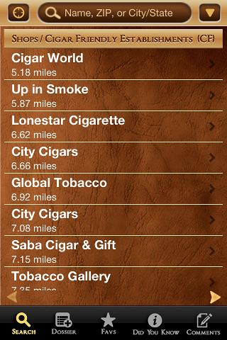 Android application Cigar Finder screenshort