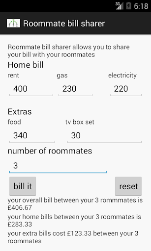 Roommate bill sharer