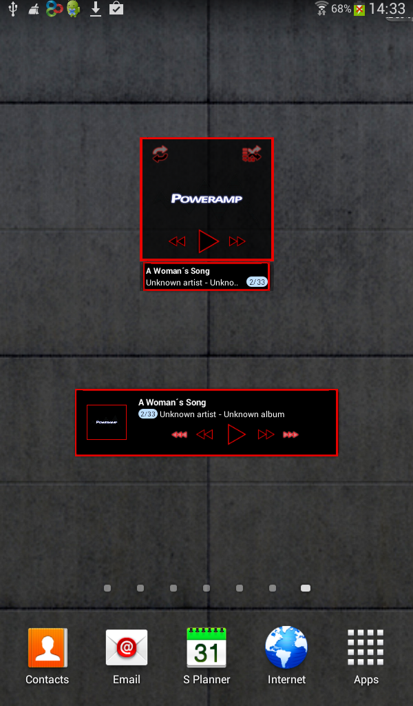Poweramp skin widget TRON RED Screen 2