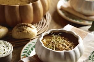 Butternut Squash Soup with Caramelized Fennel and Leeks