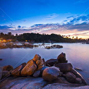 Bangka On Purple by Andrial Kusuma - Landscapes Beaches