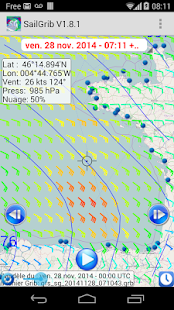 Capture d'ecran de l'application Android Marine Weather | SailGrib