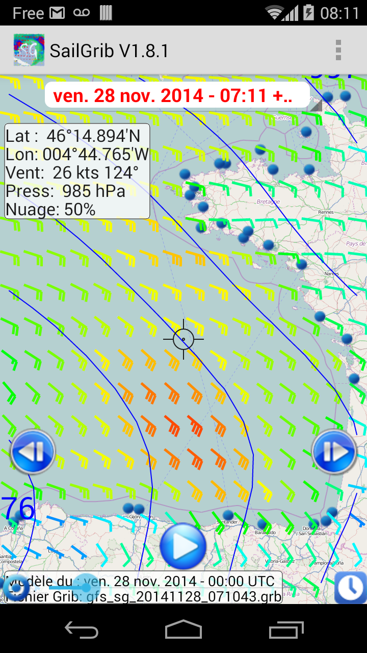 Android application Marine Weather | SailGrib screenshort