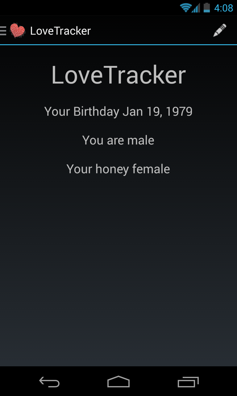 Love Tracker Screen 2