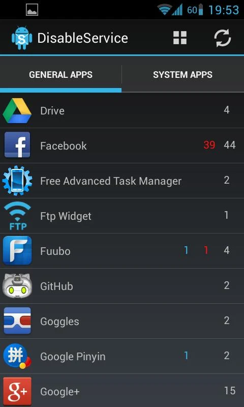 Disable Service - screenshot