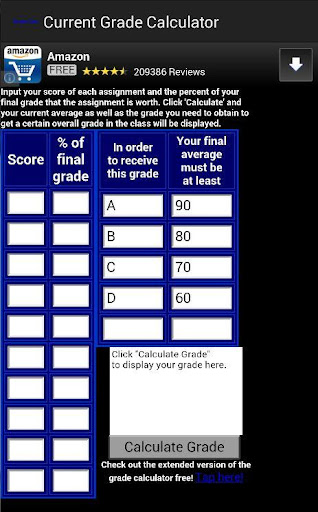 Current Grade Calculator