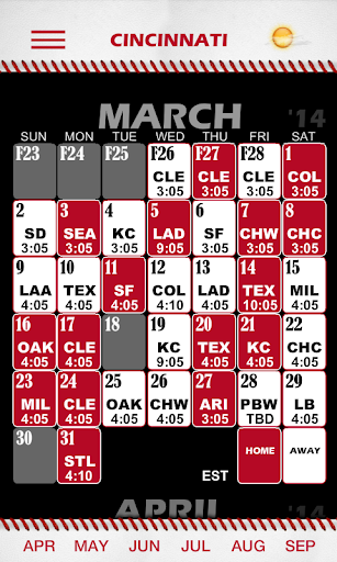 Baseball Pocket Sked - Reds