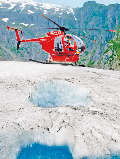 Helicopter tours take Princess Cruise passengers to glaciers.