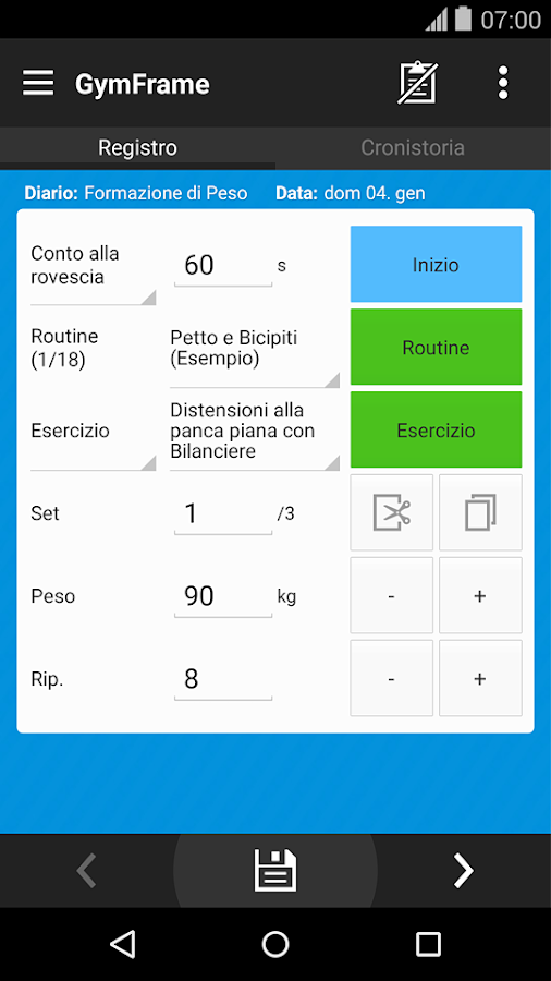Software diario allenamento