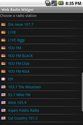 Web Radio Widget Screen 2