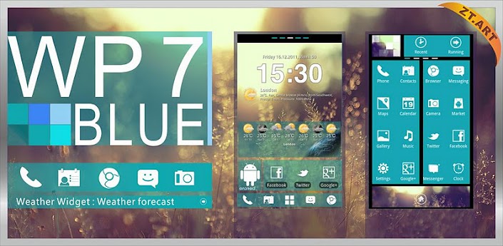 Wp7blue Theme GO Launcher EX