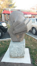 Stone Knight Head Sculpture