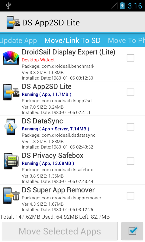 DS Super App2SD Lite - screenshot