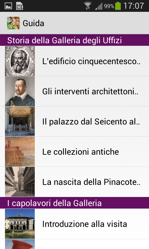 Galleria degli Uffizi Italiano Screen 1