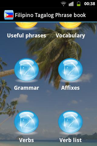 Filipino Tagalog Phrase book Screen 2