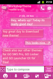 GO SMS Theme Pink Star Buy Screenshots 1