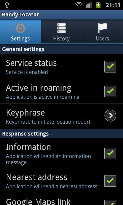 Android application Handy Locator screenshort