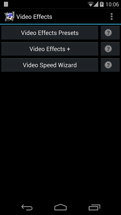 Android application Video Effects + screenshort