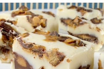 White Chocolate Reeses Peanut Butter Cup Fudge Bites