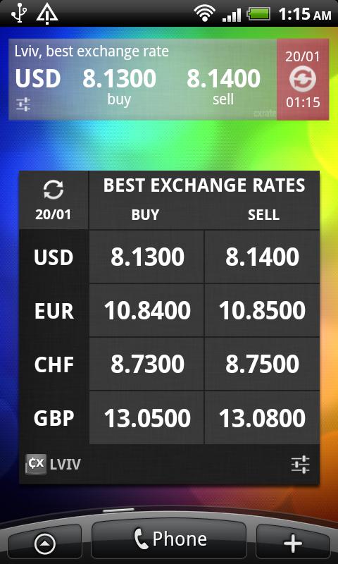 Currency Exchange Rates in UA Screen 3