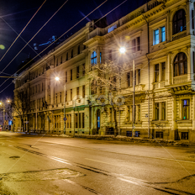 Bucharest by Night by Victor Radulescu - City,  Street & Park Night