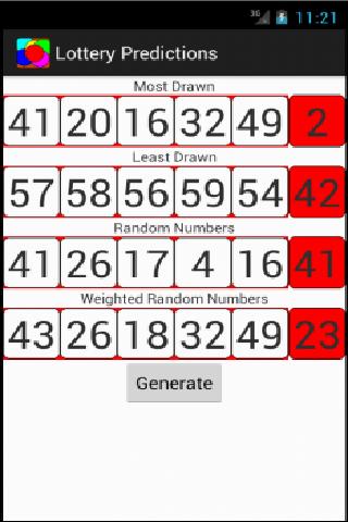 Android application Lottery Predictor screenshort