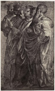 Fotoreproductie van een tekening van Rafaël, zes wijzen