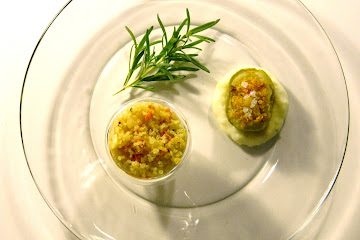 Quinoa-Stuffed Kohlrabi over Lemon-Rosemary Bechamel