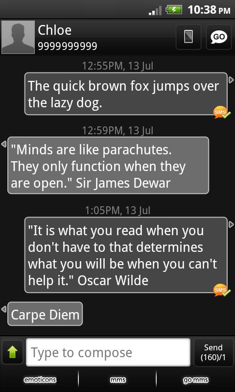 Android application GO SMS Theme Ultimate Dark screenshort