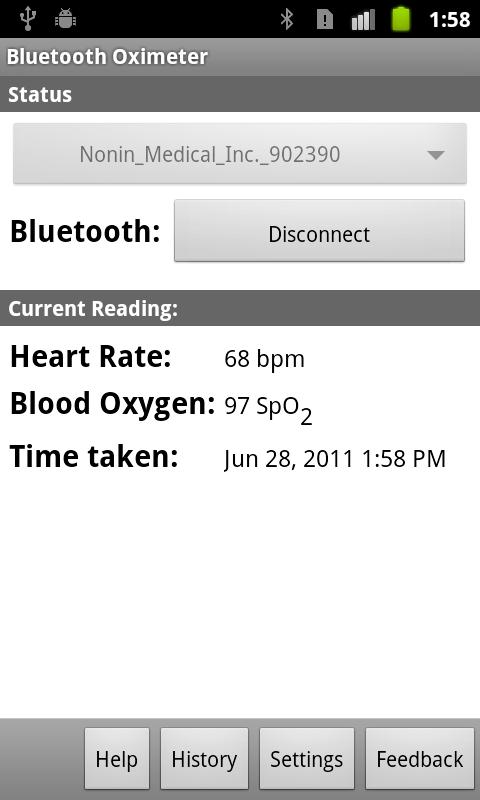 Bluetooth Pulse Oximeter Screen 1